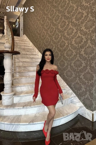 Къса червена рокля, снимка 2 - Рокли - 52563291