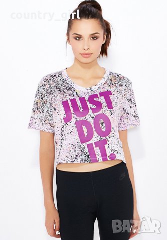 Nike Printed Cropped Just Do It T-Shirt - страхотна дамска тениска, снимка 1 - Тениски - 29257591