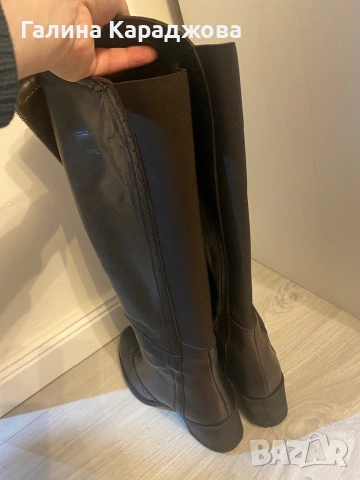 Високи дамски тъмно кафяви ботуши номер 39, снимка 4 - Дамски ботуши - 54103404