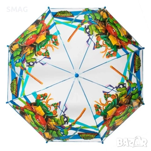 Детски чадър бастун, прозрачен, син-зелен Ninja Turtles_1242942