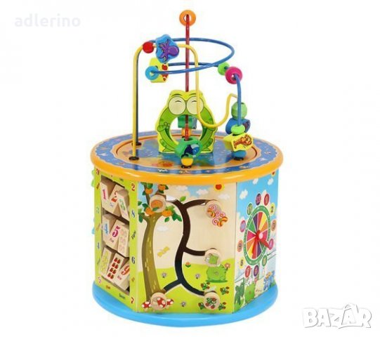 Детска игра Магически куб, вълшебно кубче с мно игри, мултифункционално дървено кубче