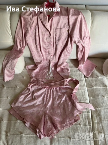 Нов уникален розов сет от ацетна коприна, Alessa, снимка 2 - Къси панталони и бермуди - 50930755