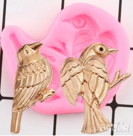 2 птички птичка врабче кълвач силиконов молд форма декорация и украса фондан шоколад