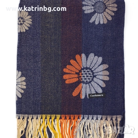 Дамски зимен комплект с цвете в синьо-Шал. шапка и ръкавици Код на продукта:DAK-0003, снимка 2 - Подаръци за жени - 52200478