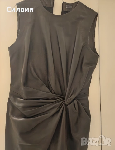 Нова дълга черна кожена рокля от естествена / истинска кожа, размер "М", снимка 3 - Рокли - 54080139