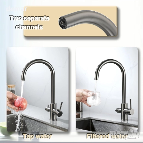 Techzm Трипътен кухненски смесител 3 в 1 с изход за филтрирана вода, снимка 3 - Смесители - 51932906