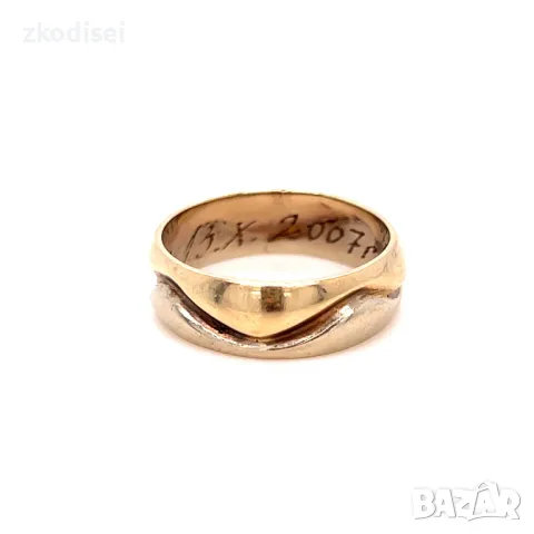 Златен пръстен брачна халка 4,33гр. размер:54 14кр. проба:585 модел:31979-1, снимка 3 - Пръстени - 50342666