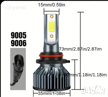 Комплект LED диодни лампи за фарове HB4 / 9006, 40W, 6000K, снимка 4 - Аксесоари и консумативи - 49716123