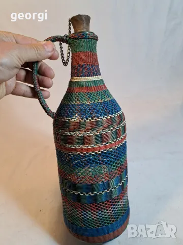 ретро плетено шише дамаджана  3/2, снимка 3 - Антикварни и старинни предмети - 48887777