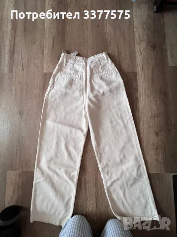 ZARA wide leg панталони широки бели бежови екрю, снимка 5 - Панталони - 47292596