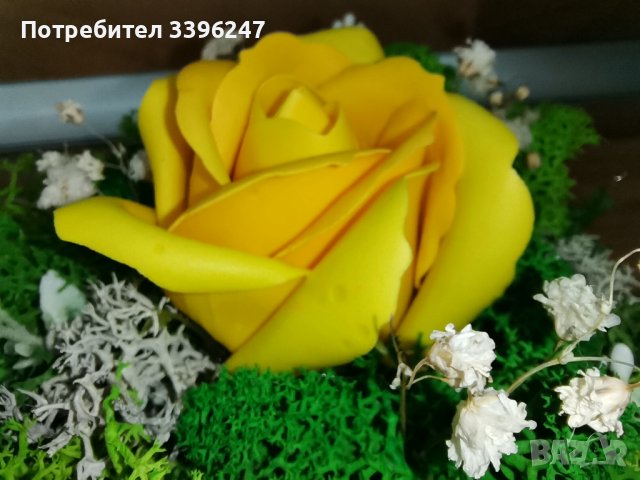 Декорация със скандинавски мъх и сапунена роза, снимка 3 - Декорация за дома - 38566949