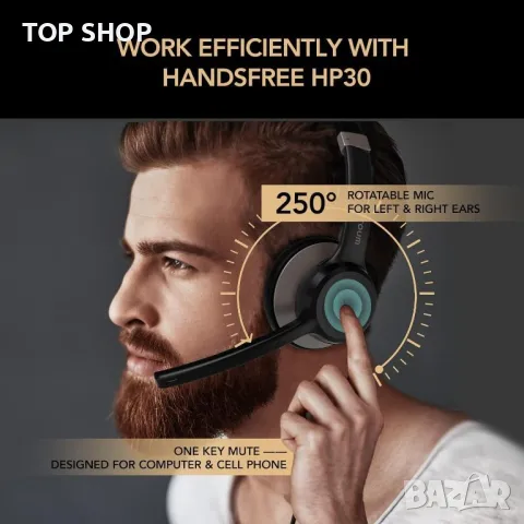 Nuroum HP30 Bluetooth безжична слушалка с микрофон, 20 м обхват, снимка 2 - Bluetooth слушалки - 49546289