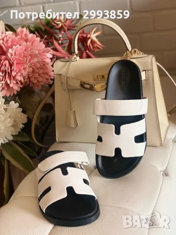 HERMES CHYPRE sandals 36-38.5 сандали ЕРМЕС бели, снимка 12 - Чехли - 55740466
