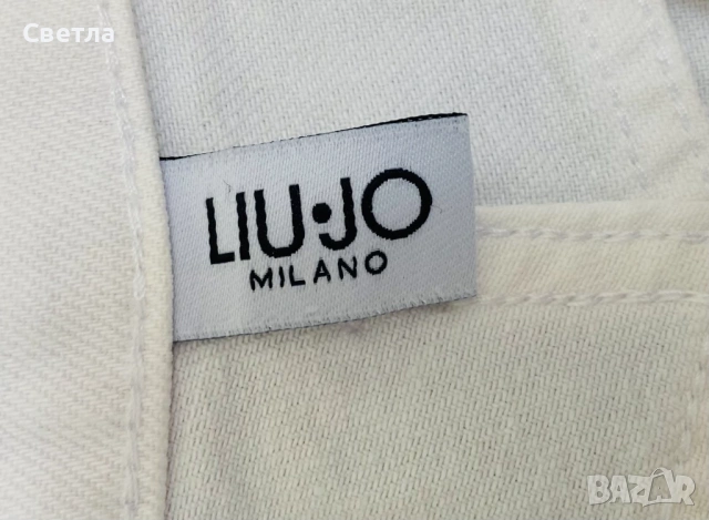 Нови,с етикет,Бели къси панталони LIU JO с апликирано лого-кристали.100% памук,р-р 28,с 50%намаление, снимка 4 - Къси панталони и бермуди - 54158671