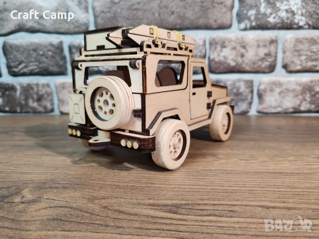 Дървен модел на Джип и Каравана – Craft Camp, снимка 2 - Коли, камиони, мотори, писти - 52738202