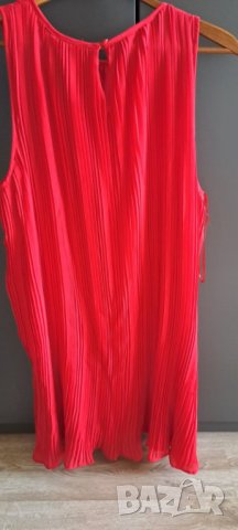 Червена солей, плисирана рокля Л ХЛ размер , снимка 4 - Рокли - 42655452