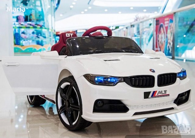 Акумулаторен КОЛА тип BMW M3  Металик боя 12V с меки гуми с Кожена седалка MP3 плейър Модел 2022 г.	, снимка 3 - Детски велосипеди, триколки и коли - 37299379