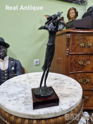 Страхотна антикварна колекционерска бронзова авторска фигура статуетка пластика , снимка 2 - Статуетки - 49486017