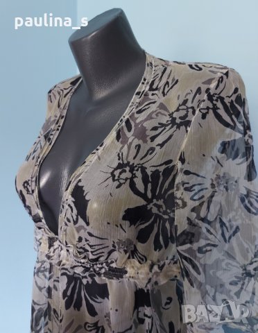 Японска коприна - рокля със сребристи декорации във флорален принт "EKseption"/ японска коприна, снимка 4 - Рокли - 29698288
