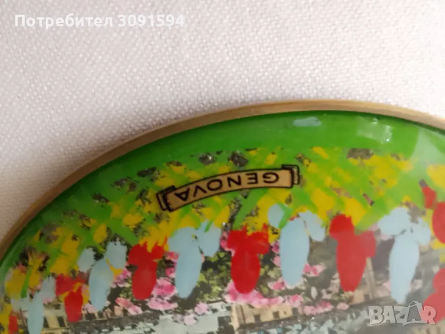 изпъкнала овална стъклена рамка сувенирна снимка на женевски реверс рисувани цветя, снимка 14 - Други ценни предмети - 47304099