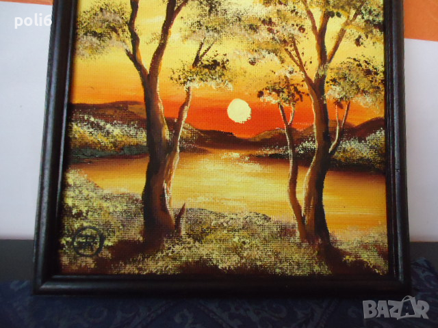 стара картина Залез подписана, снимка 3 - Картини - 44508603