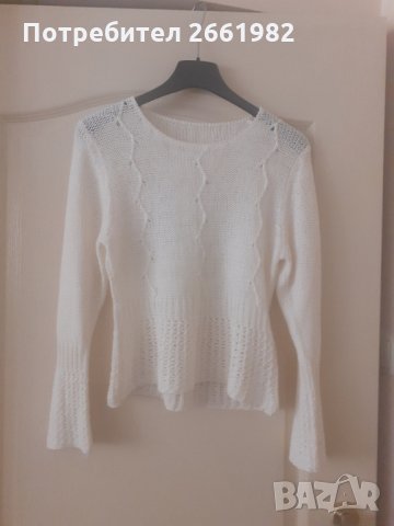 Бял плетен пуловер 