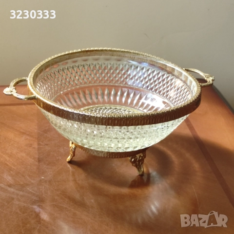 Кристална фруктиера, бонбониера 19 век, снимка 2 - Колекции - 51540116