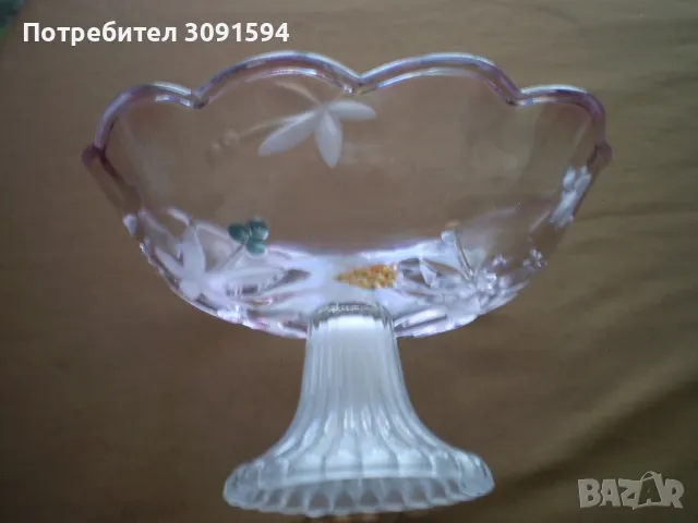  Купа бонбониера овална кристало двуцветно стъкло , снимка 5 - Аксесоари за кухня - 48068986