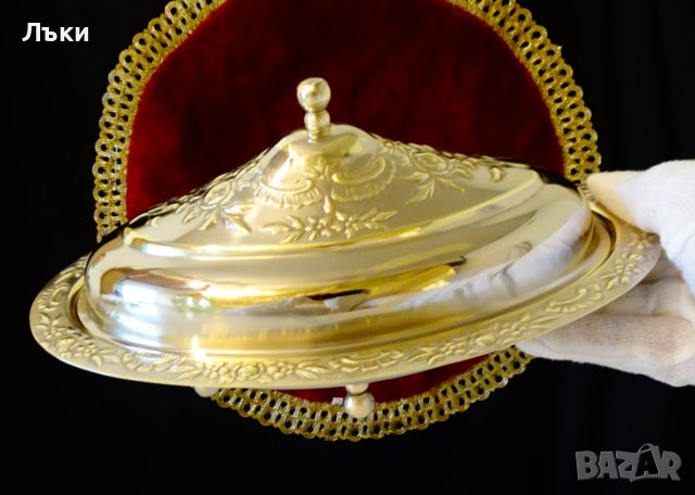 Бронзов съд за сервиране с капак,рози,барок. , снимка 5 - Антикварни и старинни предмети - 38585929