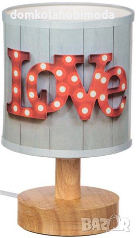 Дървена настолна лампа с надпис LOVE/220-240V/E14/кабел 120см,, снимка 1 - Романтични подаръци - 39646108
