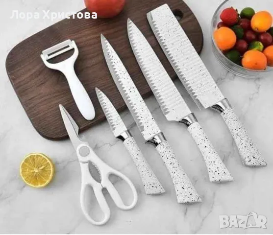 Комплект кухненски ножове от 6 части Zepter ZP-009B- бял, стилен и прецизен избор за всяка кухня, снимка 1