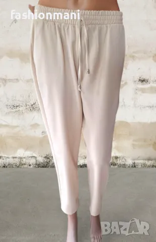 Дамски бежов панталон с джобове - код 1158