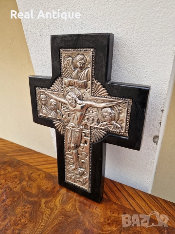 Страхотна антикварна сребърна икона кръст сертификат маркировки , снимка 5 - Антикварни и старинни предмети - 52648097