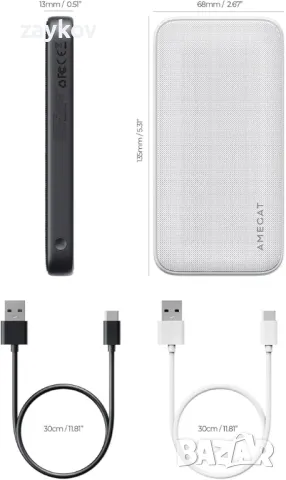 Външна батерия AMEGAT 10000mAh, снимка 6 - Друга електроника - 48201337