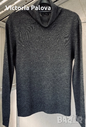 Мек сив пуловер LISA TOSSA  с висока яка, снимка 3 - Блузи с дълъг ръкав и пуловери - 52251240