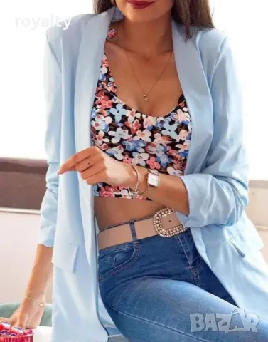 Синьо пролетно сако, снимка 5 - Сака - 49549364