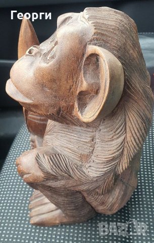 Стара Африканска дървена фигура маймуна от бял абанос. , снимка 3 - Други ценни предмети - 31286386