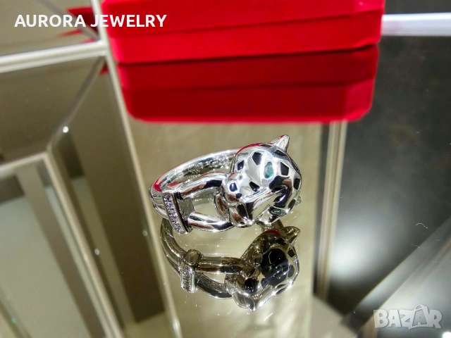 CARTIER Panthere de Cartier White Gold Black 5 Diamonds Пръстен, снимка 2 - Пръстени - 53238975