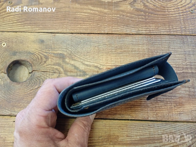 Ръчно изработен мъжки кожен портфейл , снимка 5 - Портфейли, портмонета - 54137886