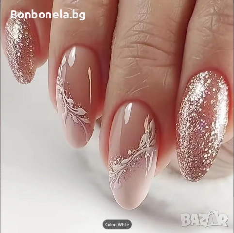 Самозалепващи изкуствени нокти Press On Nails - 24бр.+лепило в комплект, снимка 2 - Продукти за маникюр - 53033386