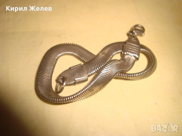 СРЕБРИСТА ЛЕНТОВИДНА РЕТРО ВИНТИДЖ АРТ ДЕКО ГРИВНА ПОДОДЯЩА и за КЮСТЕК 26057, снимка 3 - Гривни - 35038620