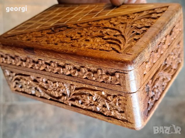дървена кутия за бижута дърворезба 7/5, снимка 12 - Антикварни и старинни предмети - 49867917