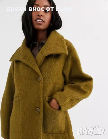 ASOS DESIGN Овърсайзед зелено дълго палто, снимка 4 - Якета - 34173052