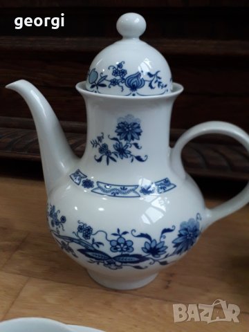 Немски порцеланов сервиз за чай, кафе Син лук, снимка 3 - Антикварни и старинни предмети - 34426475