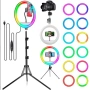 Многоцветен RGB LED ринг със статив - стойка трипод за телефон, снимка 4