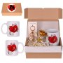 Kомплект ОБИЧАМ ТЕ с чаша, златна роза и ключодържател сърце, снимка 1 - Романтични подаръци - 35530853