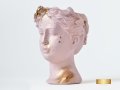 Саксия глава на гръцка богиня / Ваза Венера / Декоратив саксия за цветя в цвят розово и златно, снимка 6