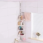 🛁 Ъглова Телескопична Етажерка за Баня – 4 Рафта, Регулируема Височина, Без Пробиване, снимка 7