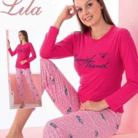 Дамски памучни пижами с дълъг ръкав, снимка 1 - Пижами - 37946168