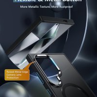 Магнитен калъф FNTCASE за Samsung Galaxy S24 Ultra матов полупрозрачен черен подходящ за MagSafe , снимка 3 - Калъфи, кейсове - 44375539